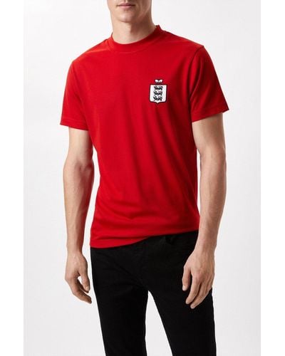 Burton Red England Short Sleeve Retro Football Shirt