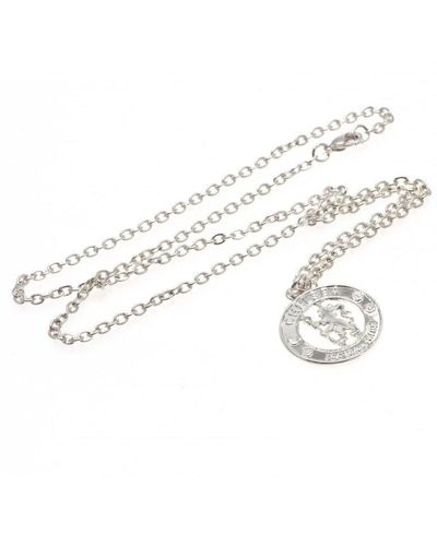 Chelsea Fc Silver Plated Crest Pendant And Chain - White