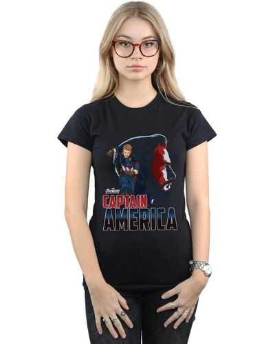 Marvel Avengers Infinity War Captain America Character Cotton T-shirt - Black