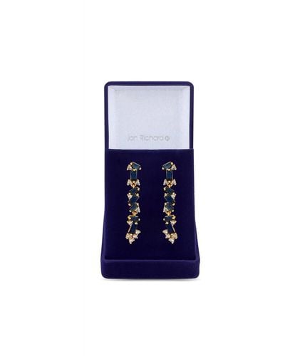 Jon Richard Gold Plated Cubic Zirconia And Blue Mixed Stone Earrings - Gift Boxed