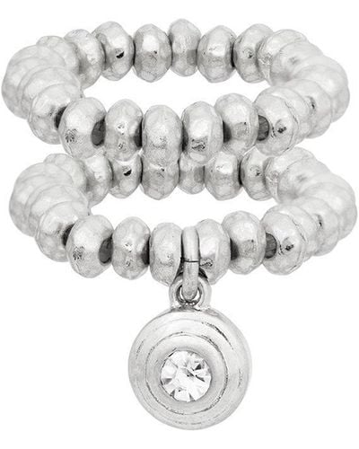 Bibi Bijoux Silver 'harmony' Adjustable Ring Set - White