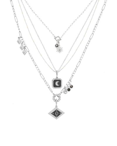 Bibi Bijoux Silver 'solar' Multi Layered Charm Necklace - White