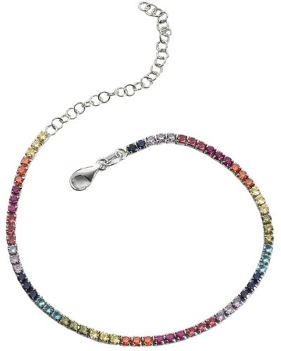 Spero London Rainbow Colourful Sterling Silver Tennis Bracelet - Metallic