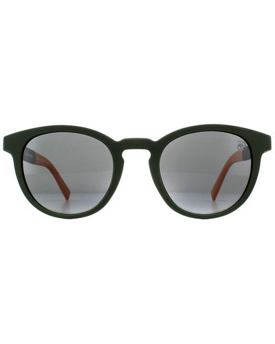 Timberland Round Dark Green Grey Polarized Sunglasses - Black