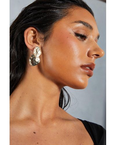 MissPap Textured Circular Drop Earrings - Metallic