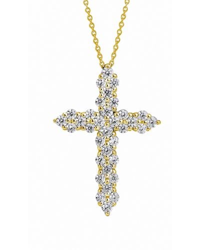 Created Brilliance Rita Yellow Gold Lab Grown Diamond Cross Pendant - Metallic