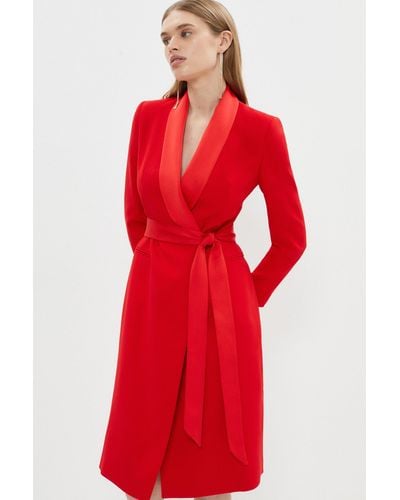 Coast Premium Midi Tuxedo Belted Dress - Red