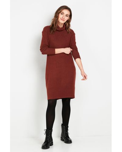 Wallis Brown Roll Neck Dress - Red