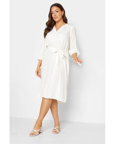 M&CO. Tie Waist Tunic Dress - White