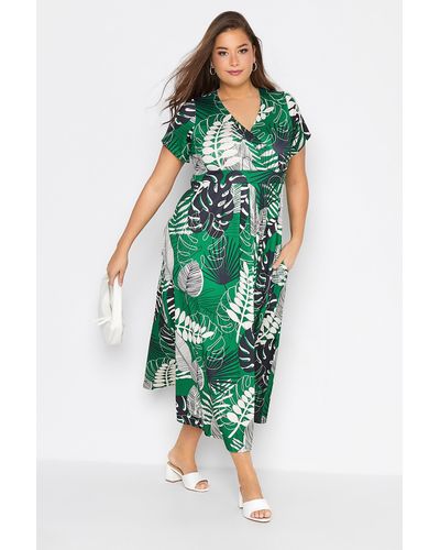 Yours Printed Wrap Dress - Green
