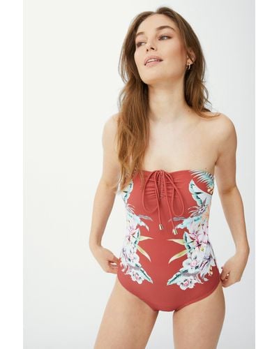 Mantaray Bahama Bandeau Swimsuit With Straps - Red