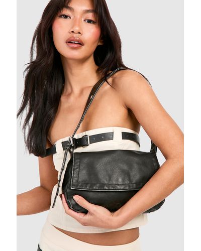 Boohoo Distressed Shoulder Bag - Black