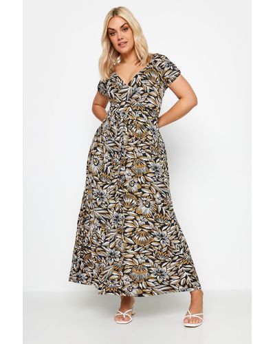 Yours Leaf Print Tiered Maxi Dress - White