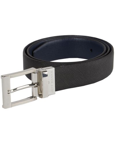 Jeff Banks Reversible Saffiano Leather Belt - Black