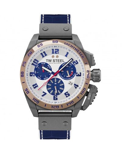 TW Steel Damon Hill Edition Titanium Classic Analogue Quartz Watch - Tw1018 - Blue