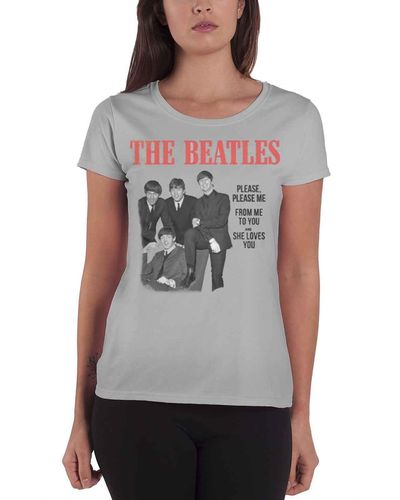Beatles Please Please Me Skinny Fit T Shirt - Grey