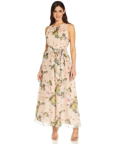 Adrianna Papell Floral Organza Jumpsuit - Natural