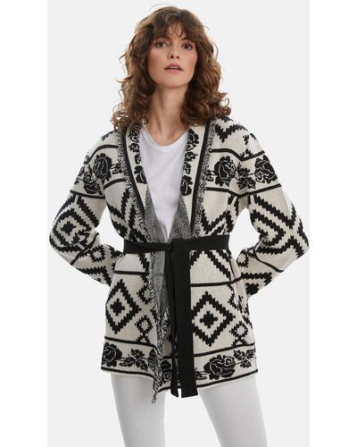 James Lakeland Geometric Knit Long Cardigan - Black