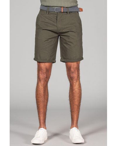 Tokyo Laundry Cotton Oxford Shorts With Belt - Green