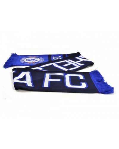 Chelsea Fc Official Football Jacquard Nero Design Scarf - Blue