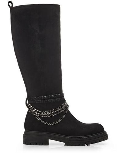 Moda In Pelle 'litzy' Alcantara Heeled Boots - Black