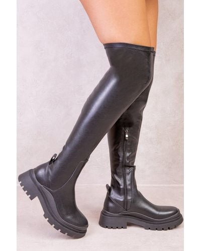 Where's That From 'aurora' Chunky Platform Stretch Calf Boots - Black