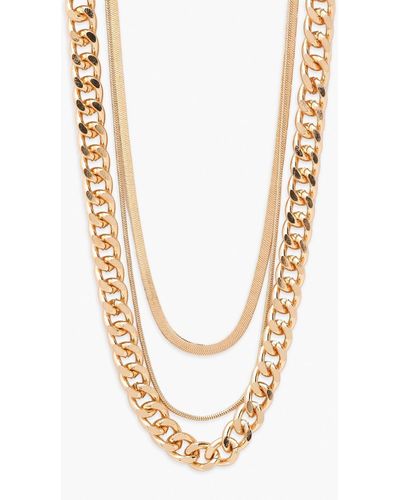 Boohoo Gold Triple Chain Short Necklace - Metallic