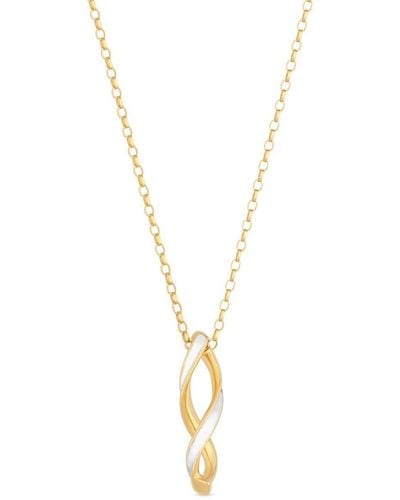 Simply Silver Sterling Silver 925 14ct Gold Plated Two Tone Twist Infinity Pendant Necklace - Metallic