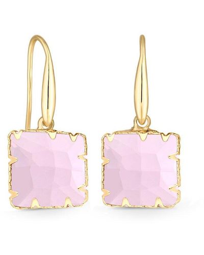 Mood Gold Pink Cushion Drop Earrings