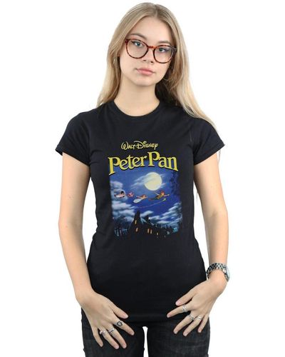 Disney Peter Pan Come With Me Homage Cotton T-shirt - Black