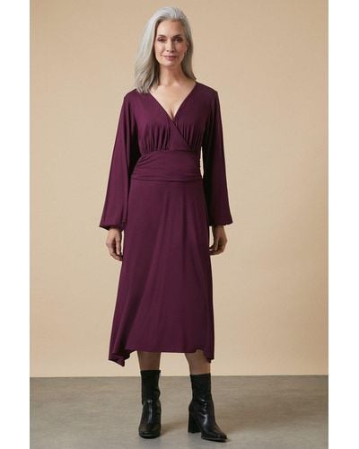 Wallis Berry Jersey Gathered Waist Dress - Purple