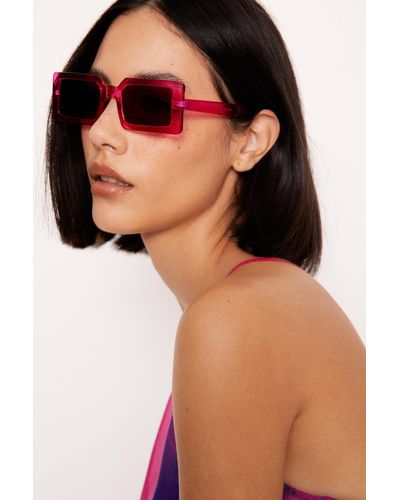 Nasty Gal Colored Frame Rectangular Sunglasses - Pink