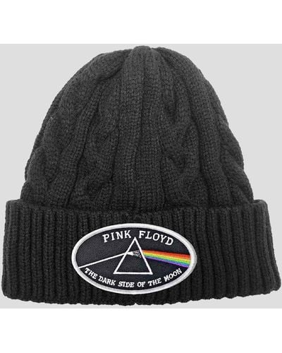 Pink Floyd Dark Side Of The Moon White Border Cable Knit Beanie Hat - Black