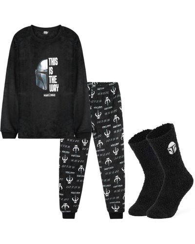 Disney Mandalorian Pyjama Set & Socks - Black