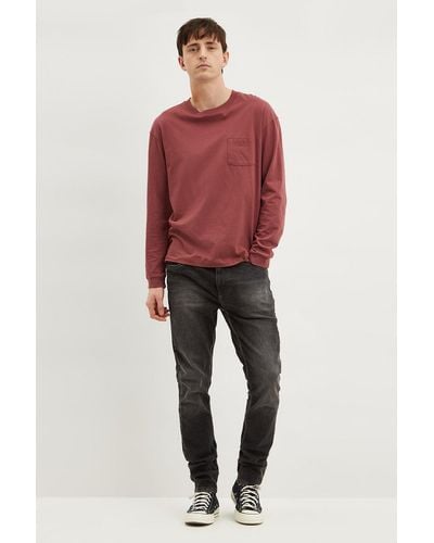 Burton Skinny Dark Grey Jeans - Red