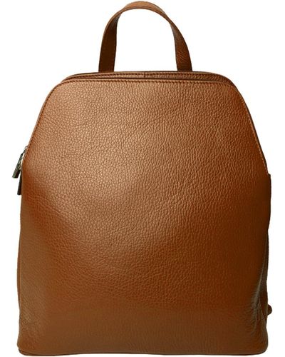 Sostter Camel Pebbled Double Leather Backpack - Bxiyr - Brown