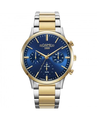 Roamer R-line Multi Function Plated Stainless Steel Watch - 718982 48 45 70 - Blue