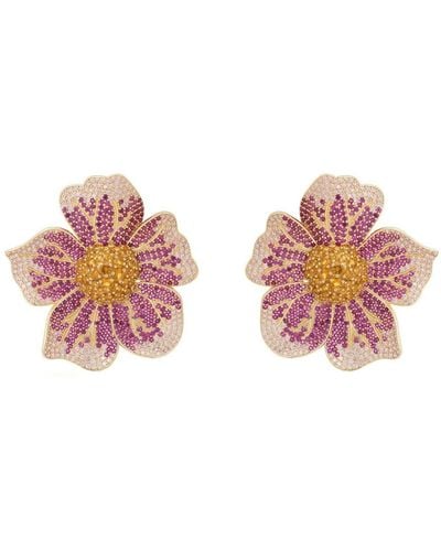 LÁTELITA London Pansy Flower Pink Earrings Gold