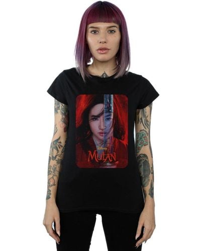 Disney Mulan Movie Poster Cotton T-shirt - Black