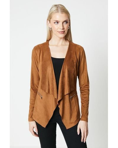 PRINCIPLES Suedette Waterfall Jacket - Natural