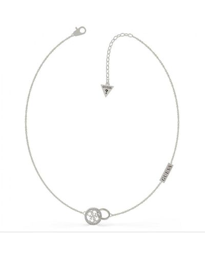 Guess 'equilibre' Stainless Steel Necklace - Ubn79045 - White