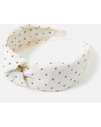 Accessorize Wide Knot Spot Print Headband - White