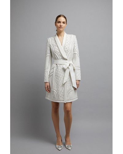 Coast Premium Embellished Tux Dress​ - Grey