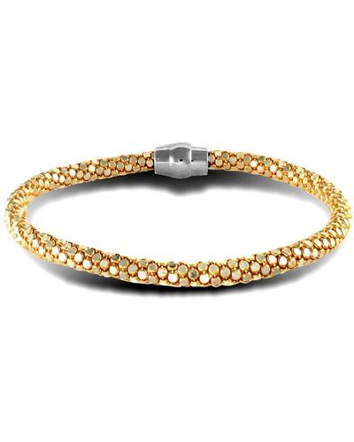 Jewelco London Silver Gold Plated Snakeskin Mirror Popcorn Chain Bracelet - Metallic