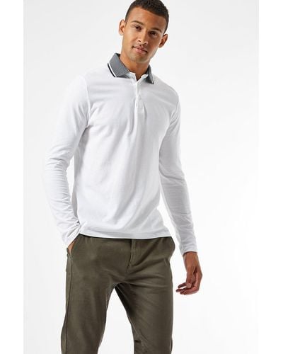 Burton White Jacquard Collar Polo Shirt