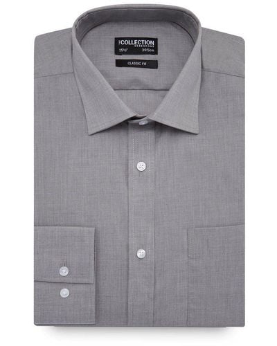 DEBENHAMS Grey Marl Long Sleeves Classic Fit Shirt