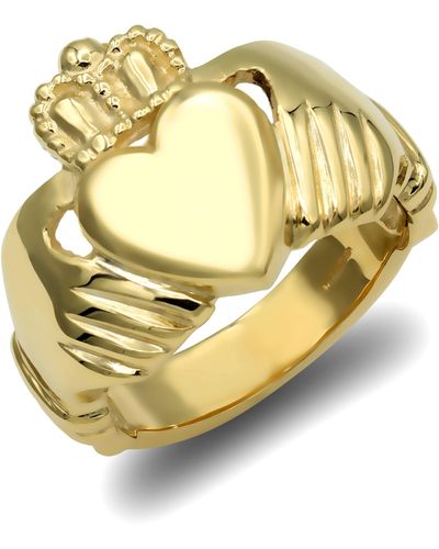 Jewelco London Solid 9ct Gold Claddagh (chladaigh) Ring - Jrn104a - Metallic