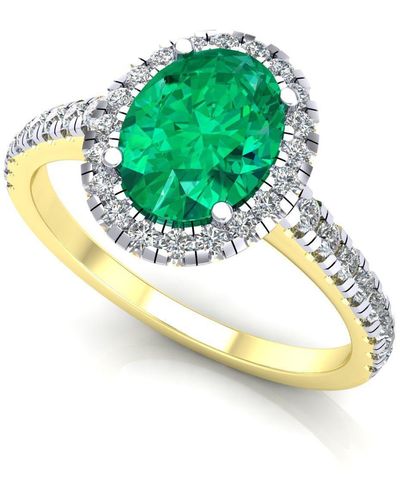 Jewelco London 9ct Gold White & Cz Ring - G9r9032em - Green
