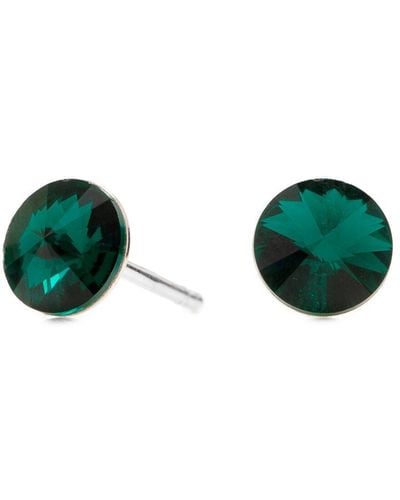 Simply Silver Sterling Silver 925 Embellished With Crystals Emerald Green Stud Earrings
