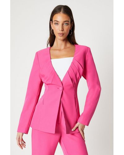 Coast Pleated Bodice Tailored Blazer - Pink